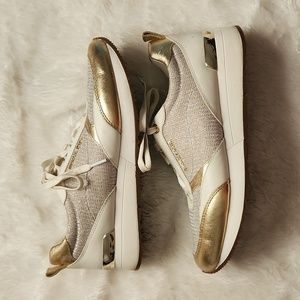 MICHAEL KORS gold and silver shimmer sneakers